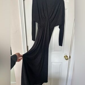Lush Long Sleeve Black Long thin Dress, thin comfy stretchy material.  Medium